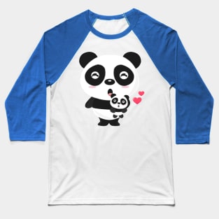 Cute animal for Mother's Day. Pandas mom and baby holding. Baseball T-Shirt